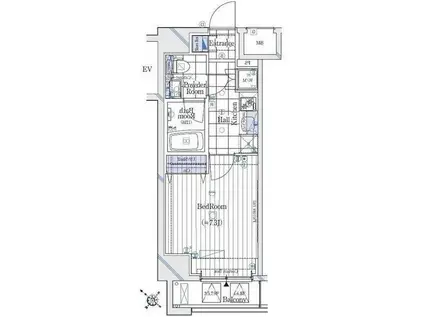 ガリシアレジデンス六本木(1K/8階)の間取り写真