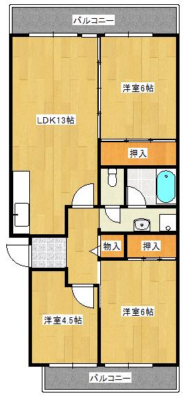 鈴が峰第5団地 7号棟(3LDK/2階)の間取り写真