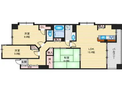 茨木シティーハウス.ステーションコート(3LDK/3階)の間取り写真