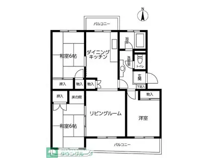 鎌ケ谷コーポラス団地M棟(3LDK/3階)の間取り写真