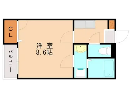 クレフラスト唐原A(1K/1階)の間取り写真