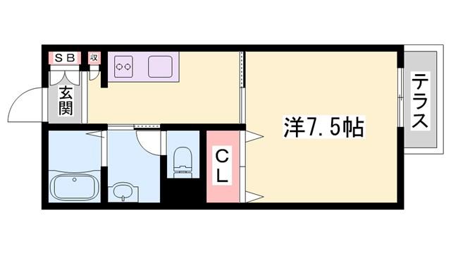 IN STAGE繁昌I B棟(1K/1階)の間取り写真