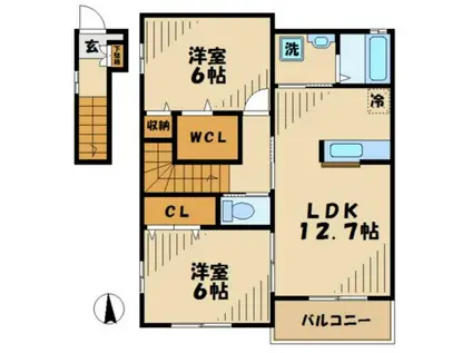 PARKHOUSE パークハウス(2LDK/2階)の間取り写真