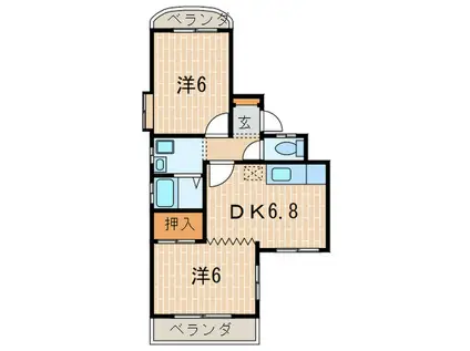 エスポワール塚口II(2DK/2階)の間取り写真