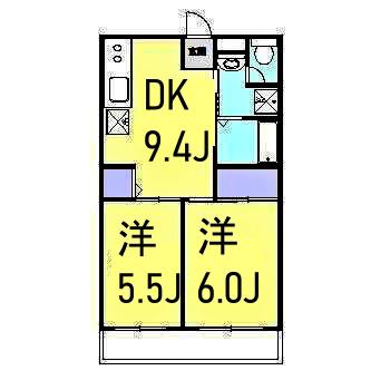 グレイスコート幸I(2DK/2階)の間取り写真