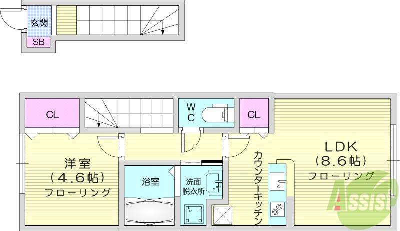 LMA HOUSE ONE(1LDK/2階)の間取り写真