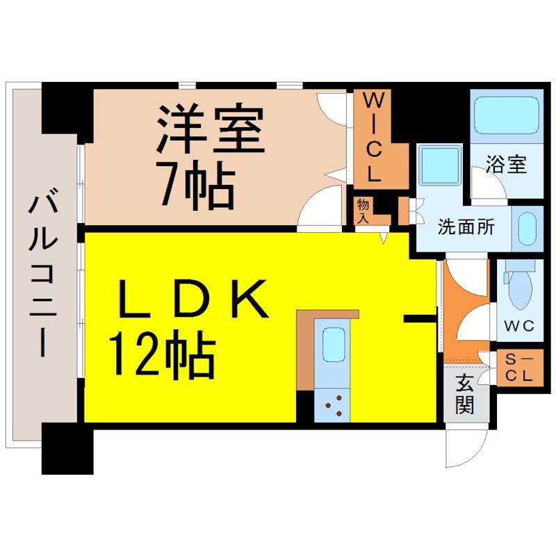 ファーストレジデンス栄(1LDK/7階)の間取り写真