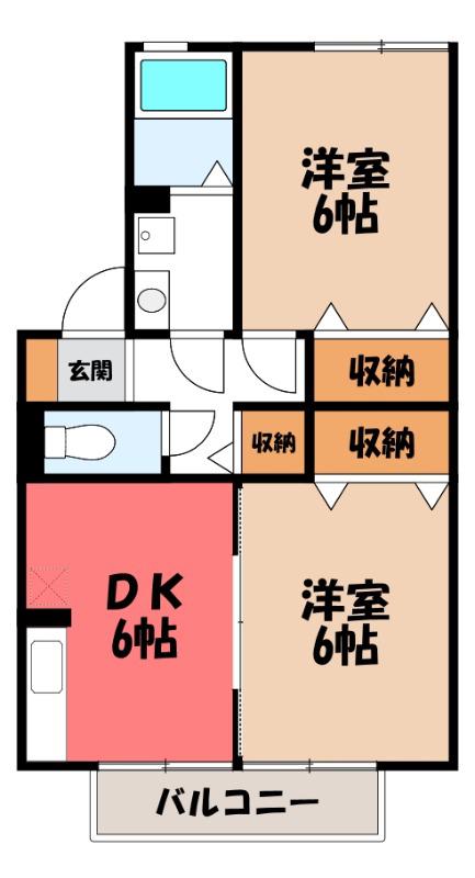 ファ・ミ・グランドA(2DK/1階)の間取り写真