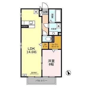 ティーズスクエアー(1LDK/2階)の間取り写真