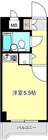 ライオンズプラザ海老名(ワンルーム/4階)の間取り写真