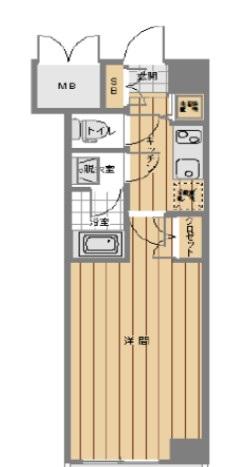 パレステュディオ三田(1K/2階)の間取り写真