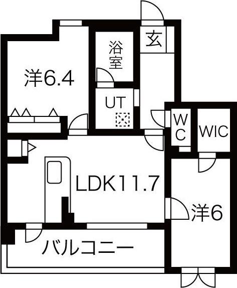 ハッピーコート飾磨(2LDK/2階)の間取り写真