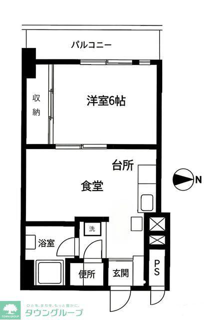 マンション二葉(1DK/5階)の間取り写真