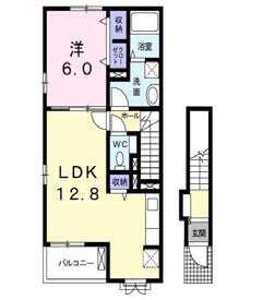 アイリス I(1LDK/2階)の間取り写真