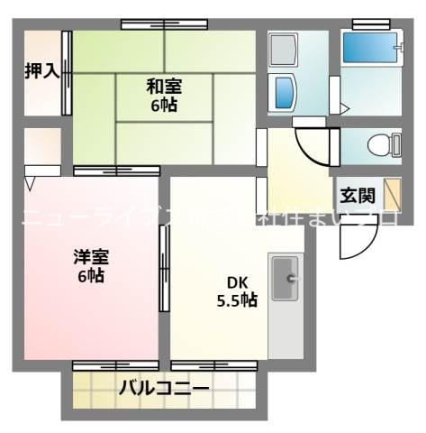 インヴィレッジA(2DK/1階)の間取り写真