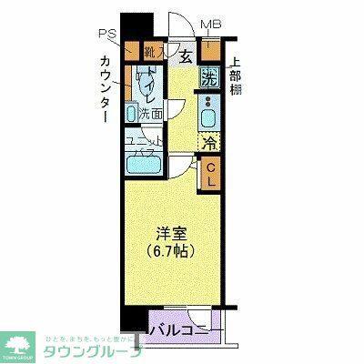 プレセダンヒルズ北千住(1K/3階)の間取り写真