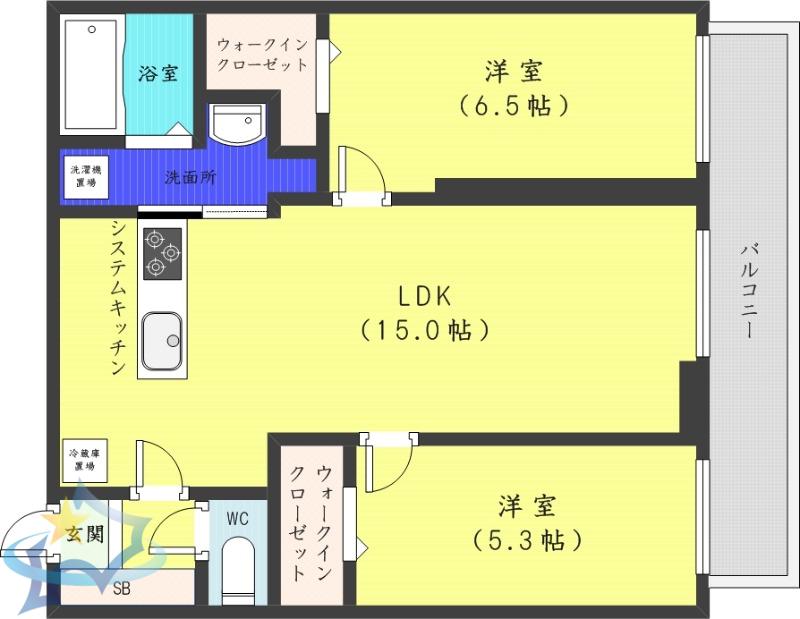 ピオネロ伏見(2LDK/3階)の間取り写真