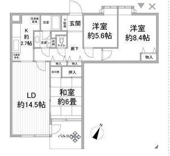 エスパス由比ガ浜(3LDK/1階)の間取り写真