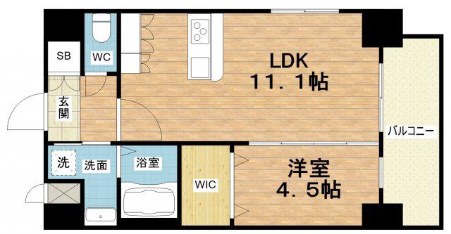 セントルイス京橋(1LDK/8階)の間取り写真