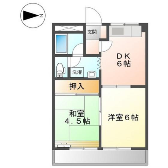 サンシャイン長岡壱番館(2DK/2階)の間取り写真