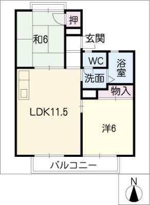 キャスティールエル(3DK/1階)の間取り写真