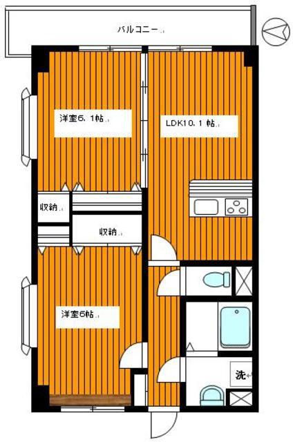 ヴィクトワール(2LDK/5階)の間取り写真