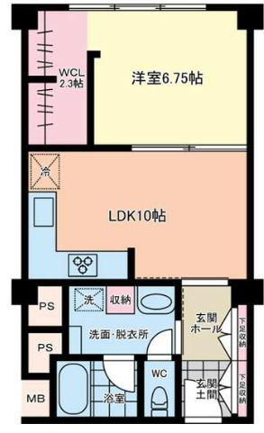 ヴィラ赤坂(1LDK/6階)の間取り写真