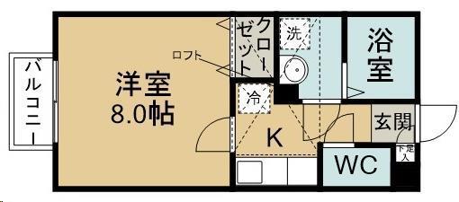 HILL BASE(1K/2階)の間取り写真