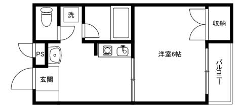 レジデンス摂津(1DK/3階)の間取り写真
