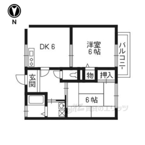 キャロットⅡ(2DK/2階)の間取り写真