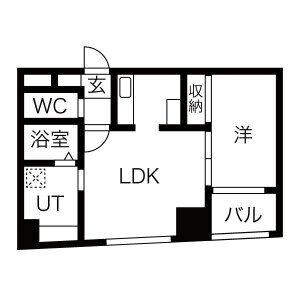 コスモ釣鐘町(1LDK/8階)の間取り写真