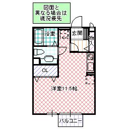 シャルマンIIA棟(ワンルーム/2階)の間取り写真