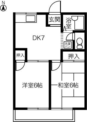 COSMO HOUSE A(2DK/2階)の間取り写真