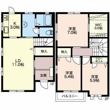 メゾンプリエールA(3LDK/1階)の間取り写真