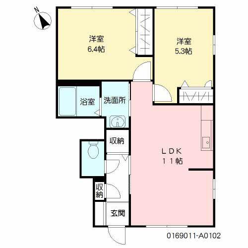 シトラスコート門司港A棟(2LDK/1階)の間取り写真