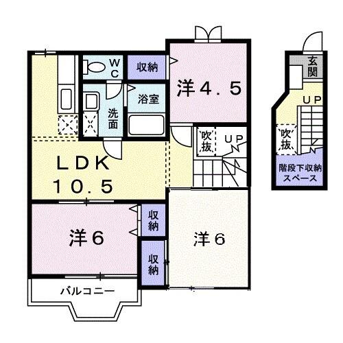 ビューテラスC(2LDK/1階)の間取り写真