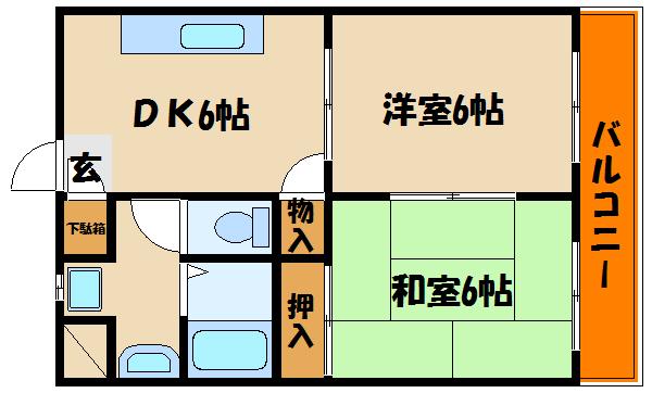 シャトル大久保(2DK/3階)の間取り写真