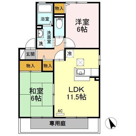 フォルテFA棟(2LDK/1階)の間取り写真