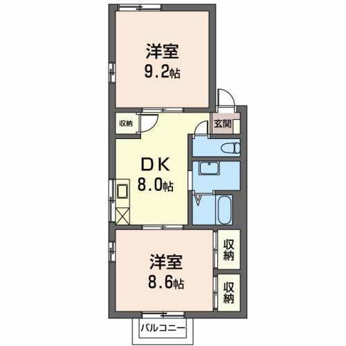 アーク プラザ A(2DK/2階)の間取り写真