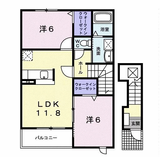 メゾンオーシャンA(2LDK/2階)の間取り写真