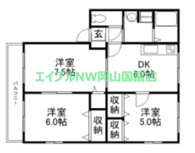 プラザSK II(3DK/1階)の間取り写真