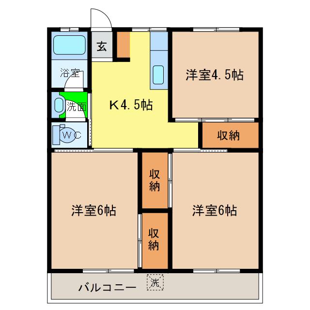 ハニーハイツ(3DK/3階)の間取り写真