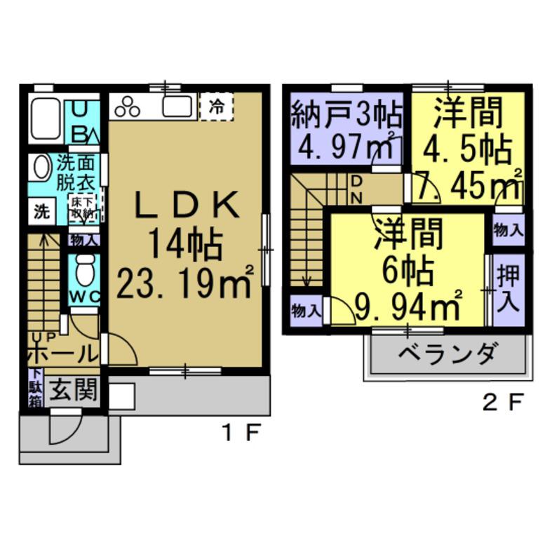 花井メゾネット(2SLDK/1階)の間取り写真