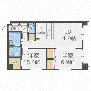 リスペクト北23条(2LDK/2階)の間取り写真