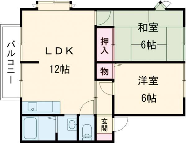 サンライフ蓮池I(2LDK/1階)の間取り写真