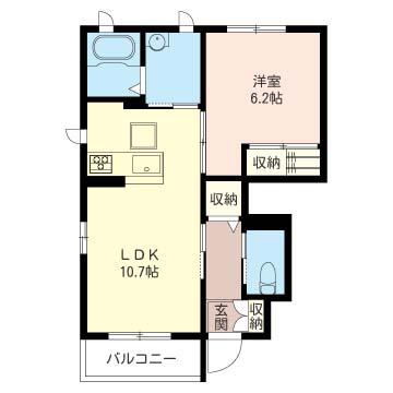 イーストウィング(2LDK/1階)の間取り写真