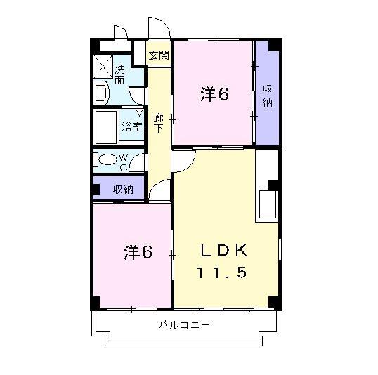 サンヴィレッジ宮園(2LDK/2階)の間取り写真