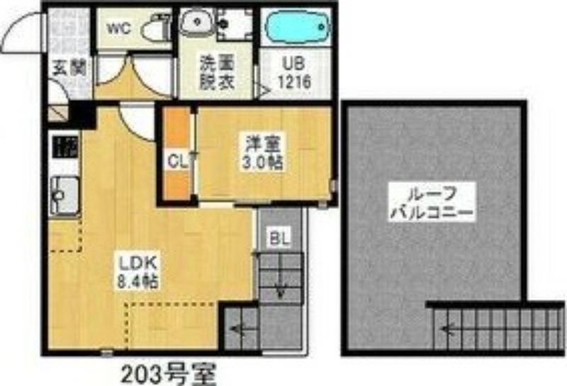 GRANDTIC S(1LDK/2階)の間取り写真