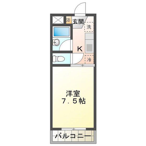 ステーションモンパルナス(1K/3階)の間取り写真