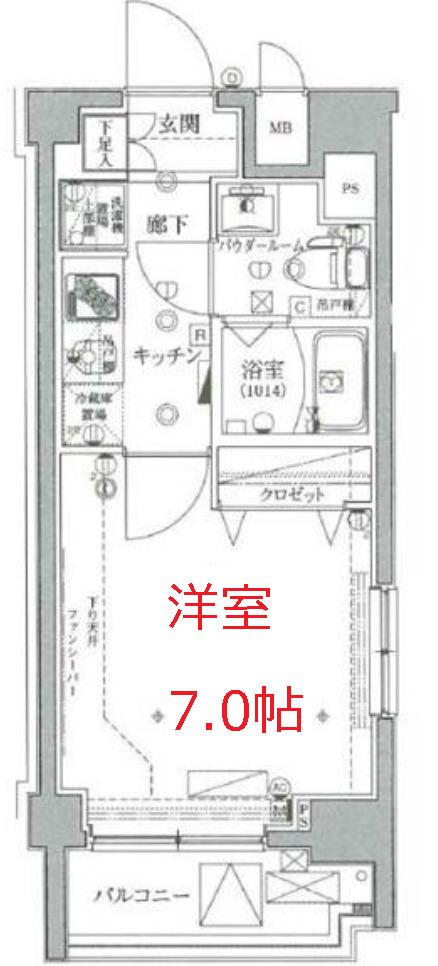 クレイシア戸越公園(1K/8階)の間取り写真
